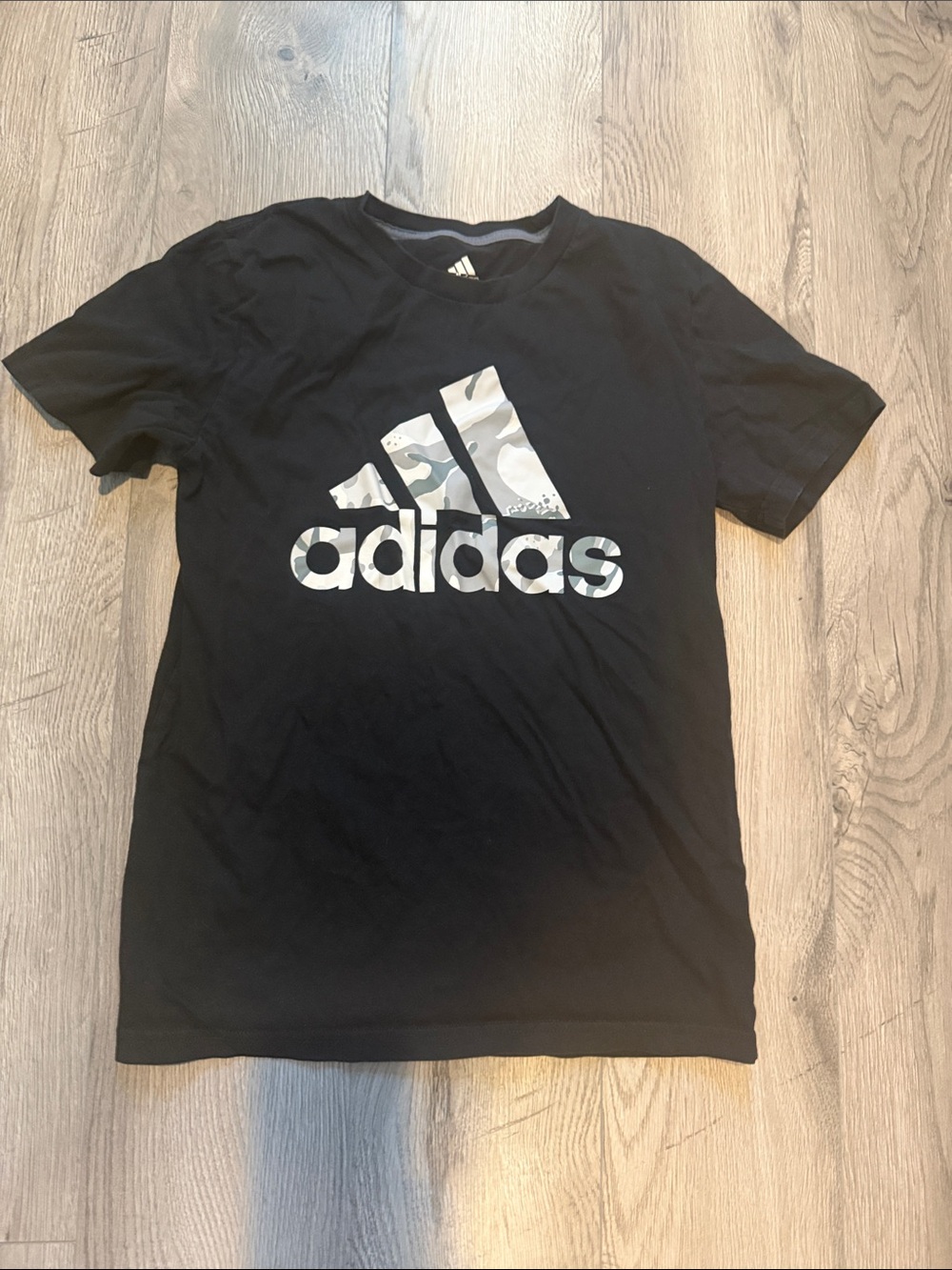 adidas Black Tee with White Camouflage Logo